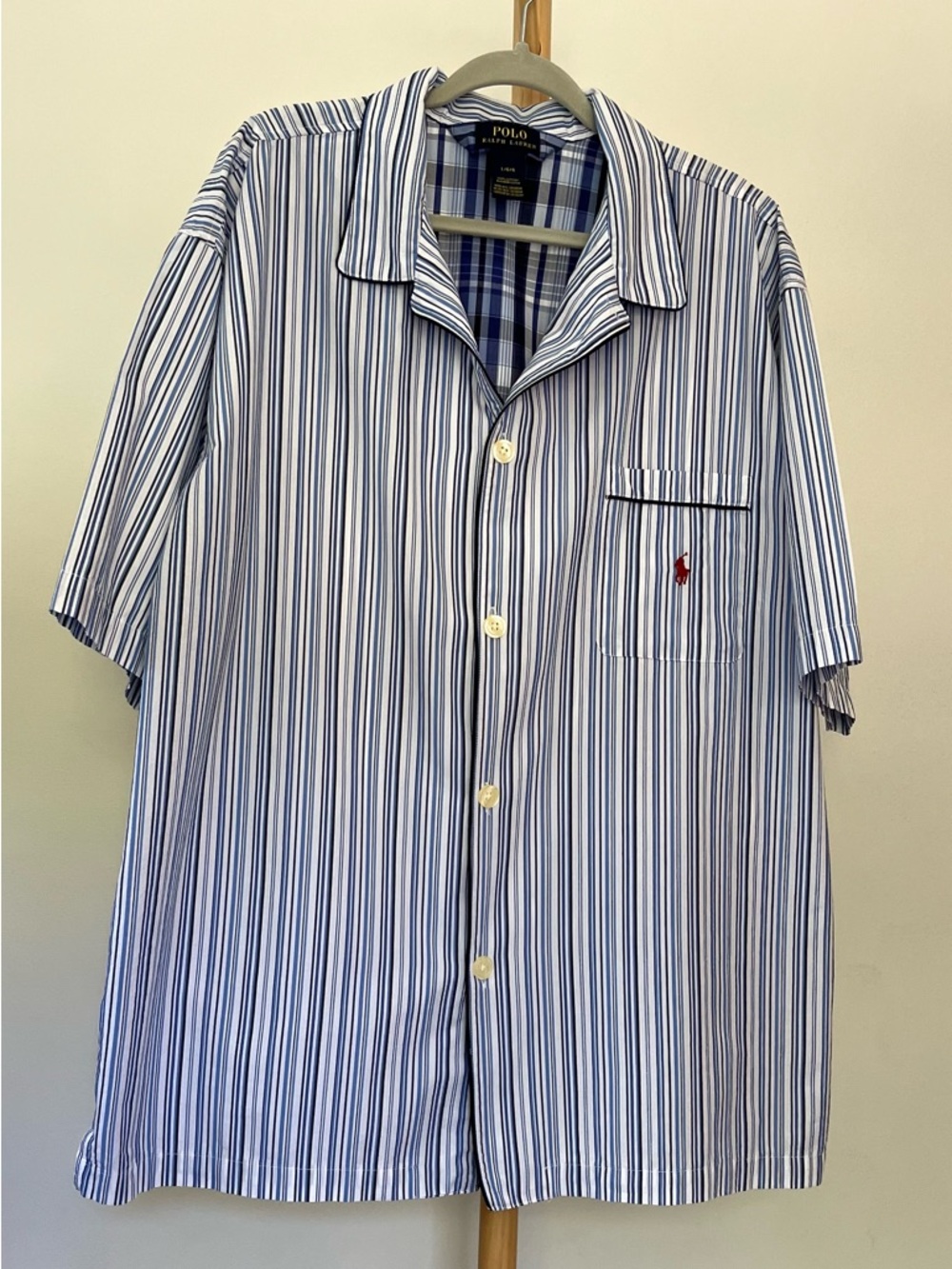 Polo by Ralph Lauren Blue & White Striped Short-Sleeve Pajama Shirt Men’s Large